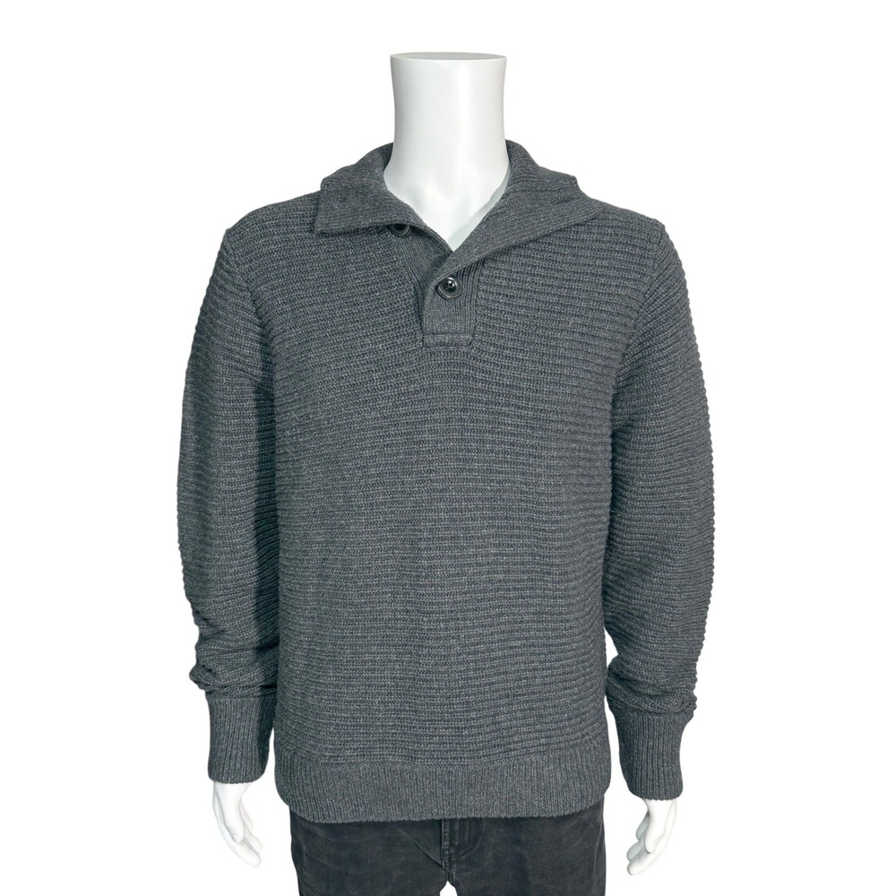 Levi Strauss Co‎ Mens Gray Knit Shawl Collar Button Up Sweater Size L